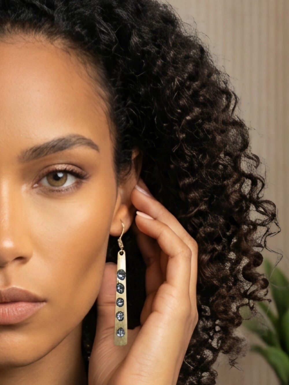 Gold Bar Drop Earrings with Natural Aquamarine Accents - Women Jewelry